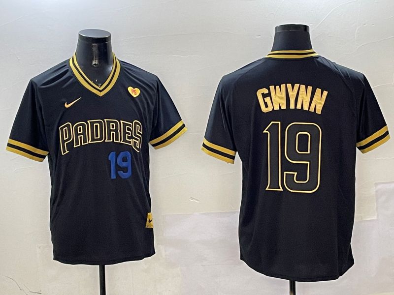 Men San Diego Padres #19 Gwynn Black Gold Game 2025 Nike MLB Jersey style 32512